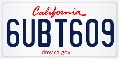 CA license plate 6UBT609