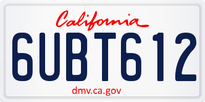 CA license plate 6UBT612