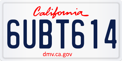CA license plate 6UBT614