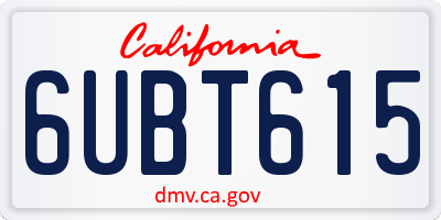 CA license plate 6UBT615