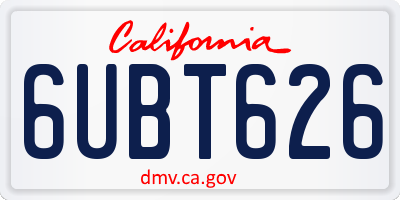 CA license plate 6UBT626