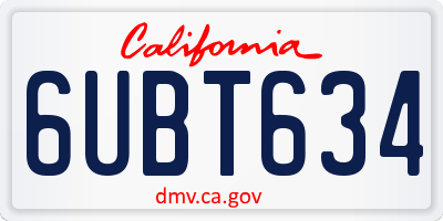 CA license plate 6UBT634