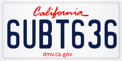CA license plate 6UBT636
