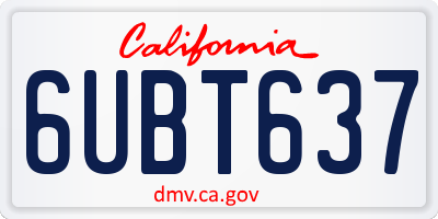 CA license plate 6UBT637