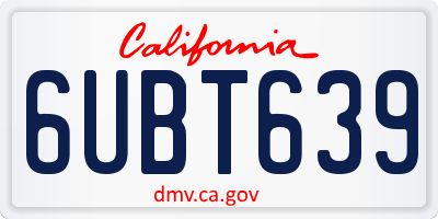 CA license plate 6UBT639