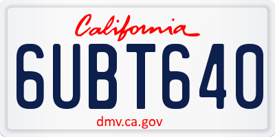 CA license plate 6UBT640
