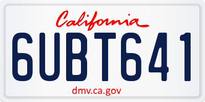 CA license plate 6UBT641