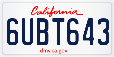 CA license plate 6UBT643