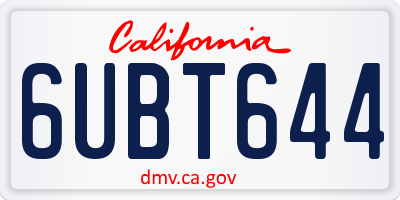 CA license plate 6UBT644