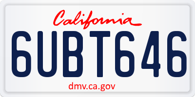 CA license plate 6UBT646
