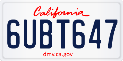 CA license plate 6UBT647