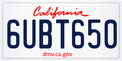 CA license plate 6UBT650