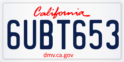 CA license plate 6UBT653