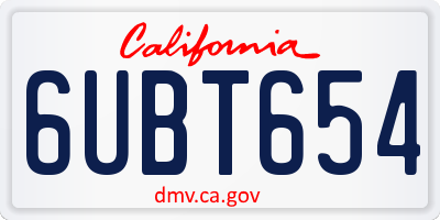 CA license plate 6UBT654