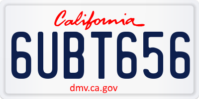 CA license plate 6UBT656
