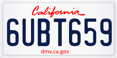 CA license plate 6UBT659