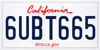 CA license plate 6UBT665