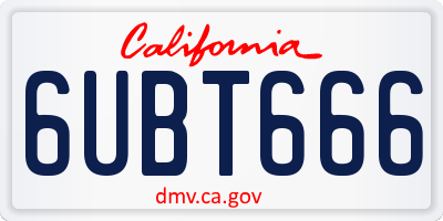 CA license plate 6UBT666