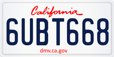 CA license plate 6UBT668