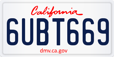 CA license plate 6UBT669