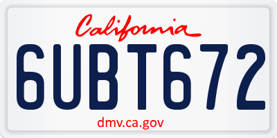 CA license plate 6UBT672