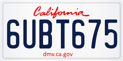 CA license plate 6UBT675