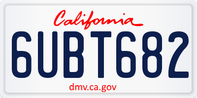 CA license plate 6UBT682