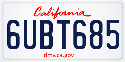 CA license plate 6UBT685