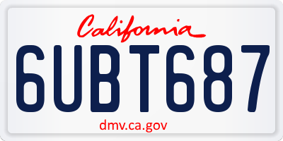 CA license plate 6UBT687