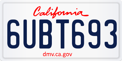 CA license plate 6UBT693