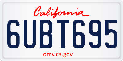CA license plate 6UBT695