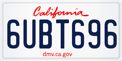 CA license plate 6UBT696