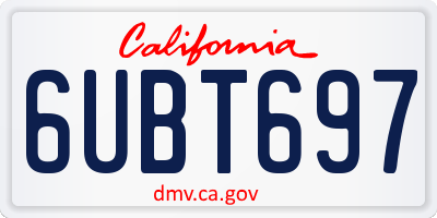 CA license plate 6UBT697