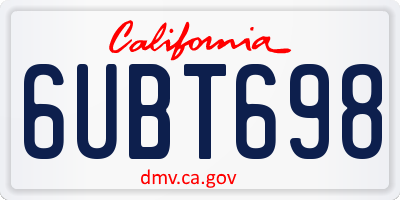 CA license plate 6UBT698