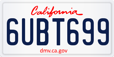 CA license plate 6UBT699