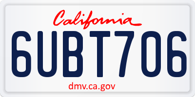 CA license plate 6UBT706