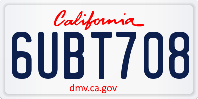 CA license plate 6UBT708