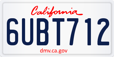 CA license plate 6UBT712