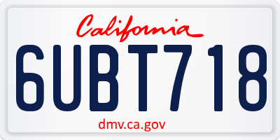 CA license plate 6UBT718