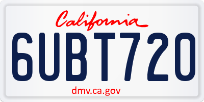CA license plate 6UBT720