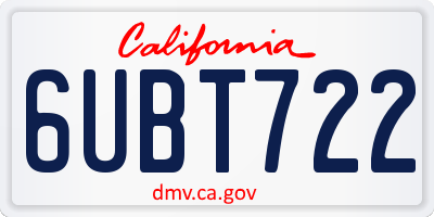 CA license plate 6UBT722