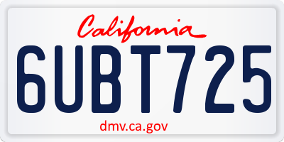 CA license plate 6UBT725