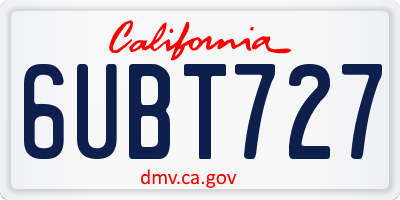 CA license plate 6UBT727