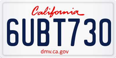 CA license plate 6UBT730
