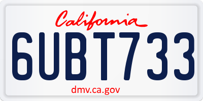 CA license plate 6UBT733