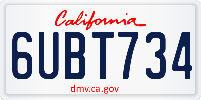 CA license plate 6UBT734