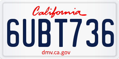 CA license plate 6UBT736