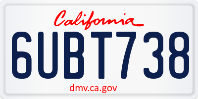 CA license plate 6UBT738