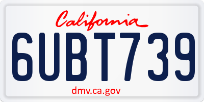 CA license plate 6UBT739