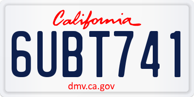 CA license plate 6UBT741